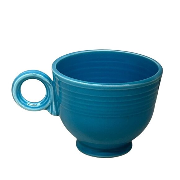 Vintage Homer Laughlin Fiesta Fiestaware Turquoise Ring Handle Cup - Picture 3 of 8